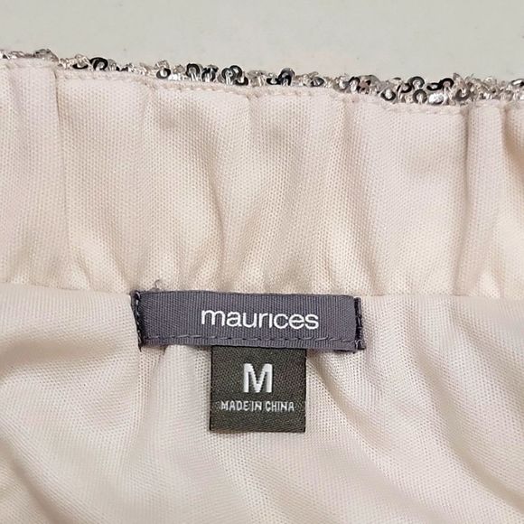 Maurices Cream and Silver Sequin Sparkly High Rise Skirt - Size Medium - Picture 4 of 11